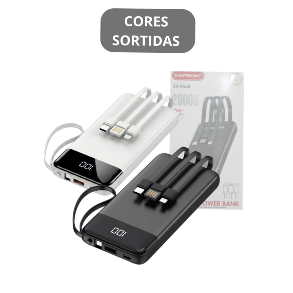 Carregador Power Bank 20000mAh Tela Digital