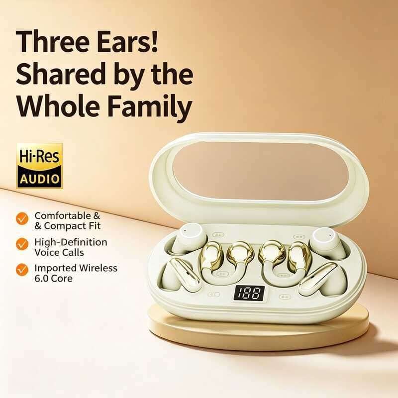 Fones De Ouvido Intra-Auriculares Sem Fio , Bluetooth 6.0 , Graves Pesados , Hifi , Semi-in-Ear E Clipe De Orelha , 3 Em