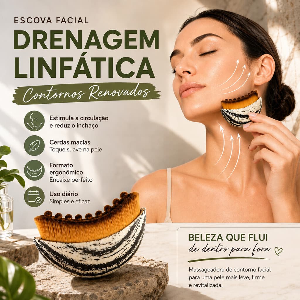 Escova Facial Meia Lua – Drenagem Linfática e Contorno Facial com Cerdas Suaves
