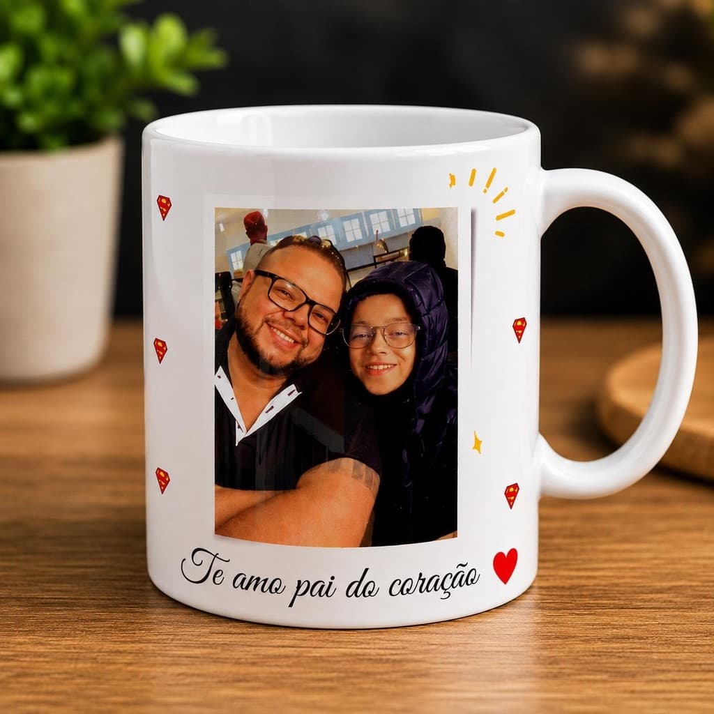 Caneca Personalizada Dia dos Pais com Foto, Nome, Logo ou Ar