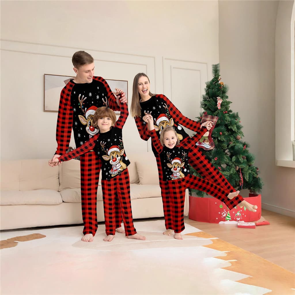 2025 Novo Natal Família Combinando Pijamas Papai Noel Impressão Adulto E Infantil Conjunto De Pijama Macio Olhar Pjs