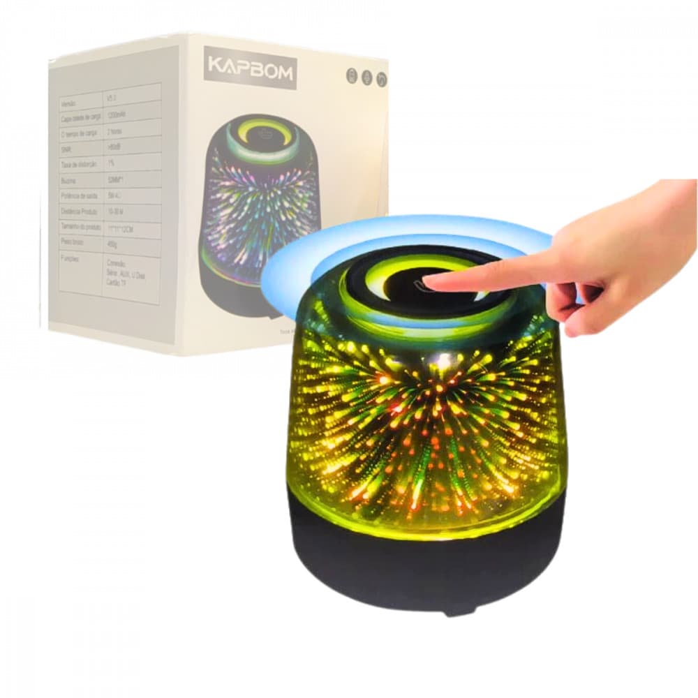 Caixa de Som Bluetooth Portátil Luminária Touch LED RGB Kapbom KA-8532