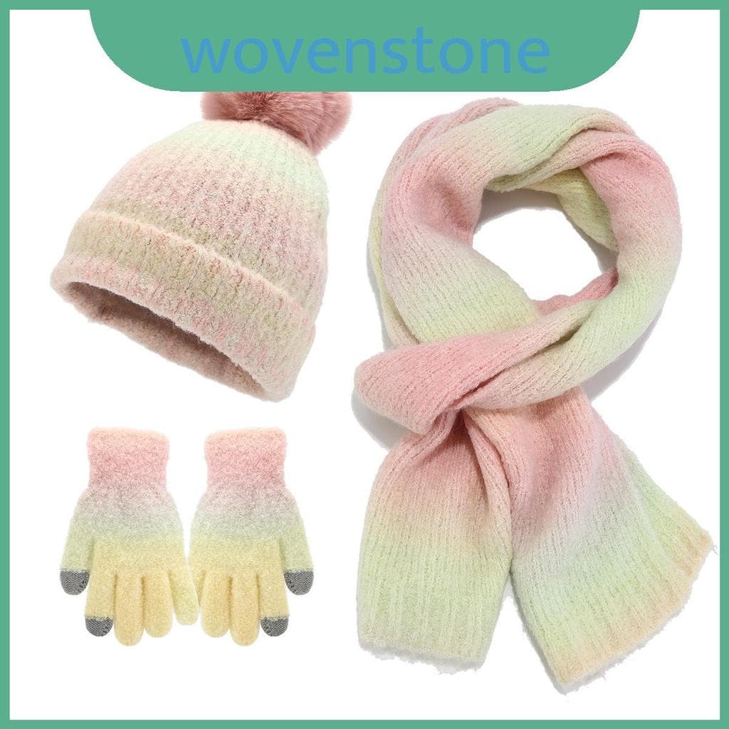 Pacote De Luvas De Lenço De Malha Acrílica De Chapéu Para Moda Casual De Calor De Outono