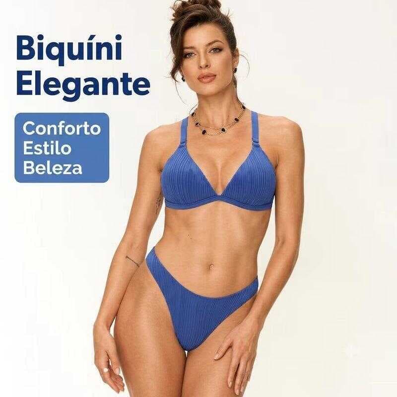 Biquíni Feminino Canelado Premium com Bojo | Conjunto Moda Praia Verão