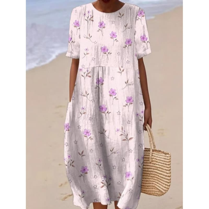 Verão novo estilo sem mangas impresso temperamento saia longa vestido Casual