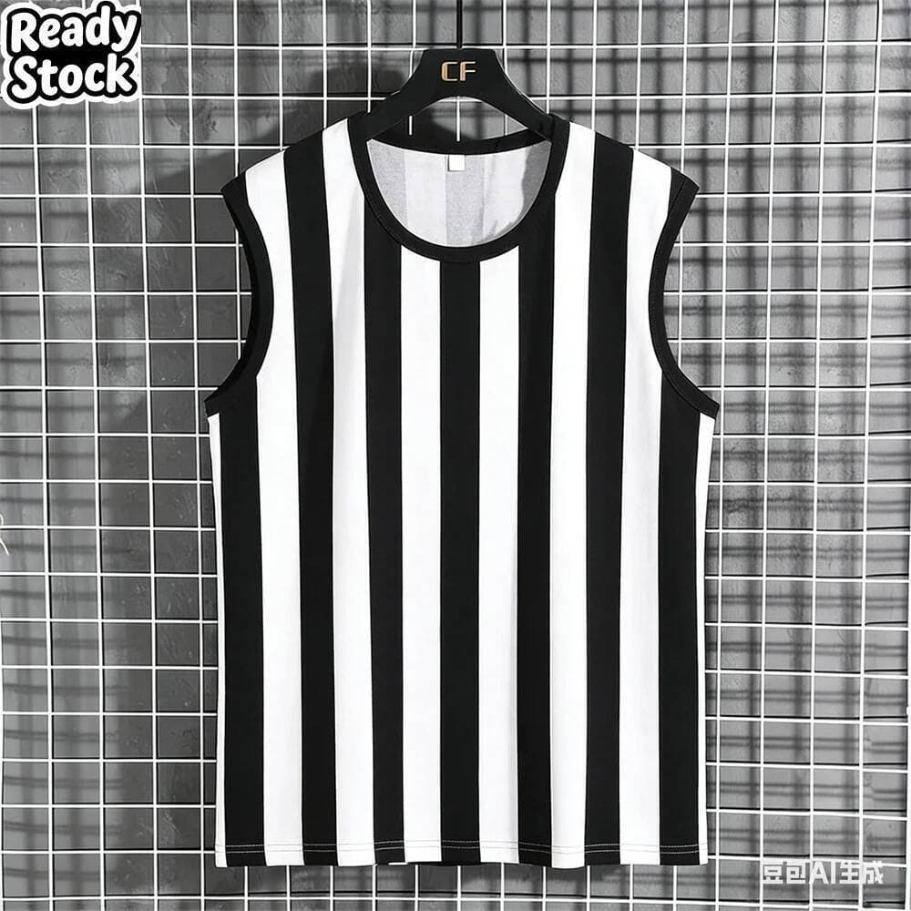 Verão Masculino Sem Mangas Camiseta 100 % Poliéster Camisetas Masculinas E Regatas Lazer Esportes Colete Listrado Casa D