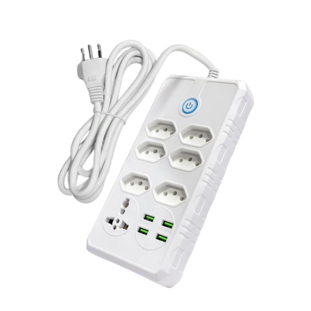 Filtro de Linha com 07 Tomadas e 04 USB Bivolt de 2 Metros