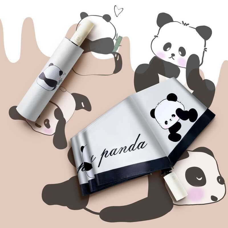 Guarda-chuva grande totalmente automático, guarda-sol dobrável, Panda fofo, à prova de vento, ultravioleta, guarda-sol,