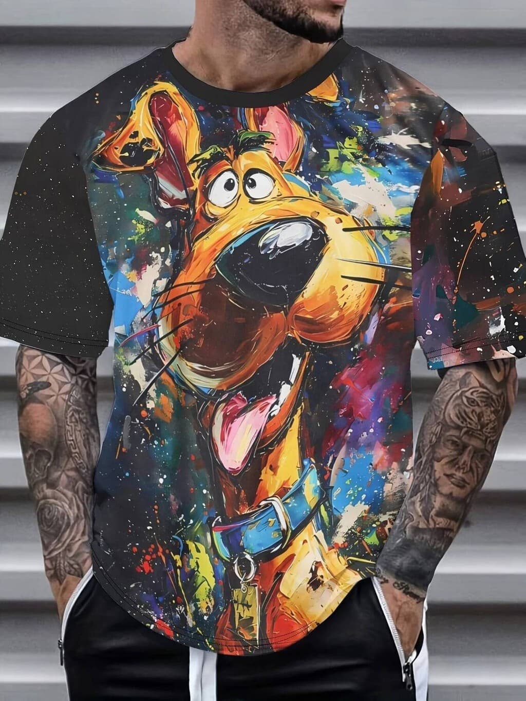 2026 Engraçado Camiseta Masculina Dos Desenhos Animados Filhote De Cachorro Impressão Pulôver Verão Casual Manga Curta M