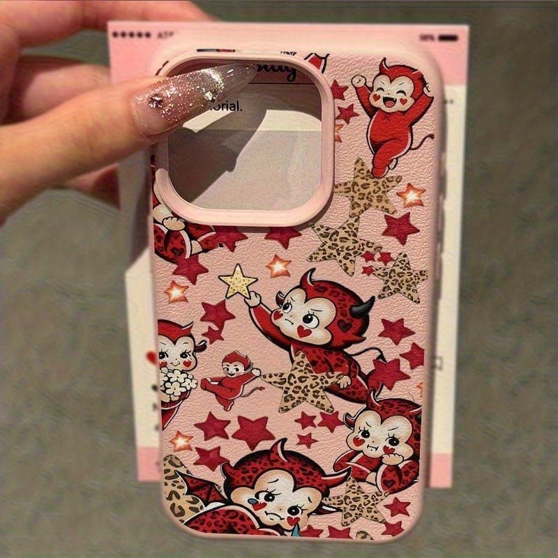 Capa para iPhone 11 12 13 14 15 16 17 Pro Max XS Max Capa para celular Com Personagens retrô com estrelas e onça