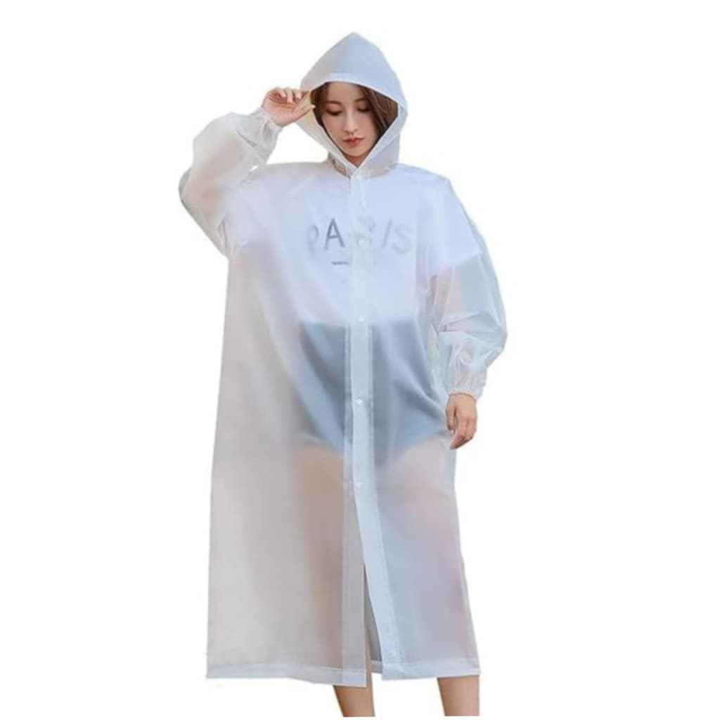 Capa de Chuva BRANCA Impermeável Reforçado Reutilizável Com Capuz Tamanho Adulto Unissex