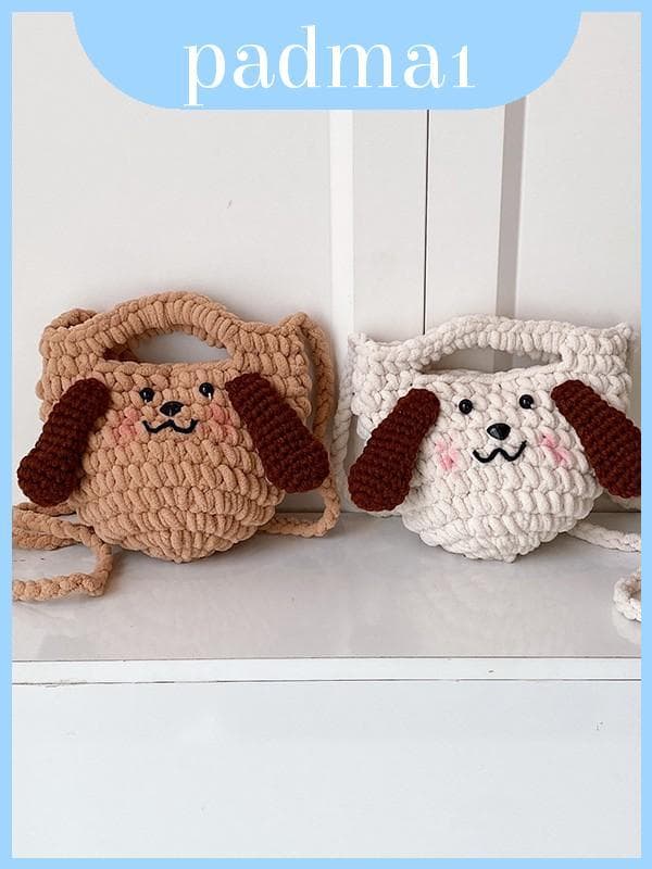 Bolsa Crossbody De Pelúcia Com Orelhas De Cachorro Grandes Parte Superior Aberta E Bolso Interno Casual Para Uso
