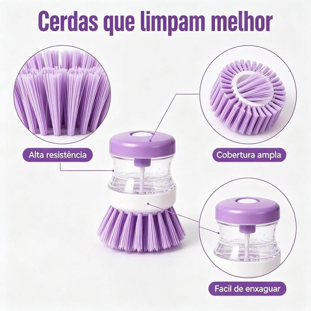 Escova Lava Louças com Dispenser de Detergente, Limpeza Eficiente para Pratos, Panelas e Pia da Cozinha