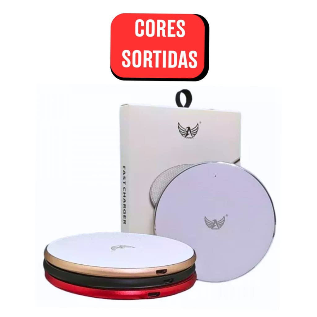 Carregador Rápido por Indução Sem Fio 15W com LED - (Cores Sortidas)