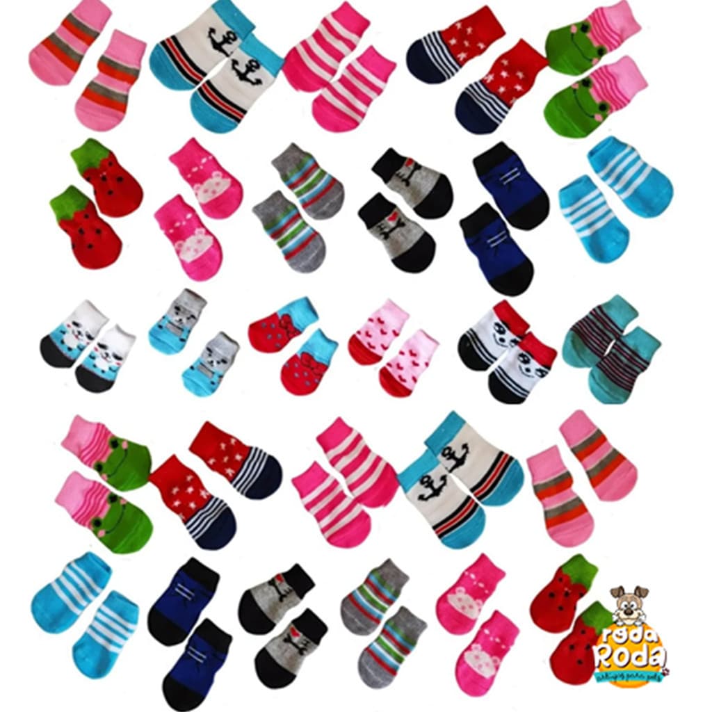 4 Meias Para Pet Cães Gatos Antiderrapante Sapatos