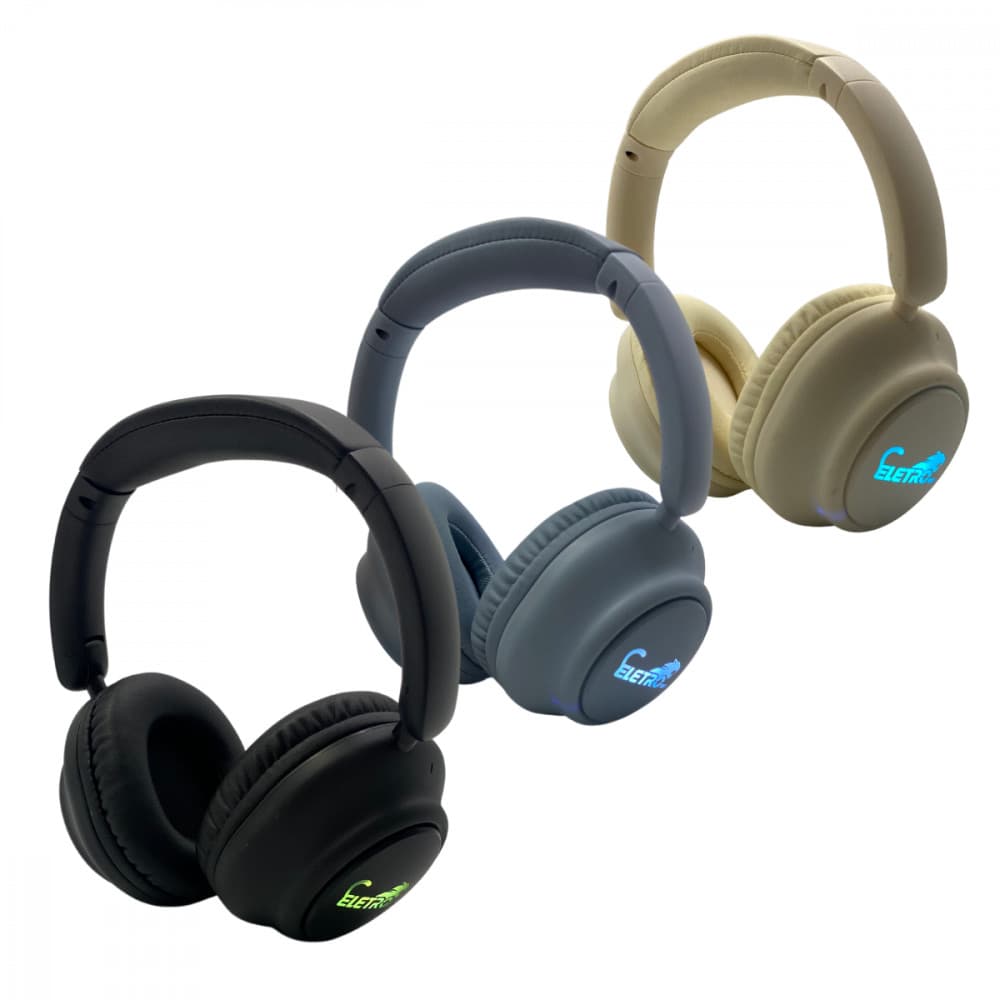 Fone de Ouvido Headphone Bluetooth Sem Fio Com LED Earphone Eletromex EL-1501