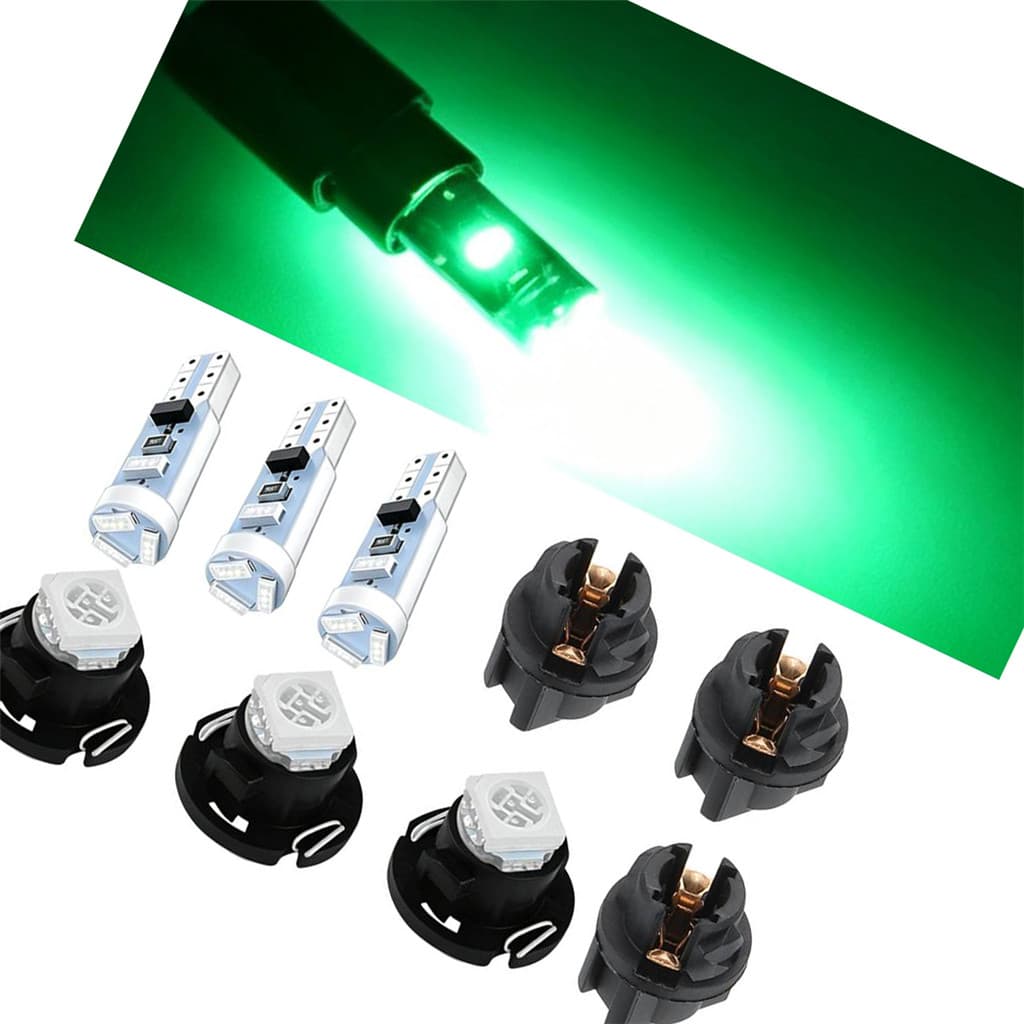 9 Pçs Verde Interior Do Carro T5 Ar Condicionado Aquecedor Painel Traço Instrumento Relógio Medidor Cluster Led Luz Lâmp