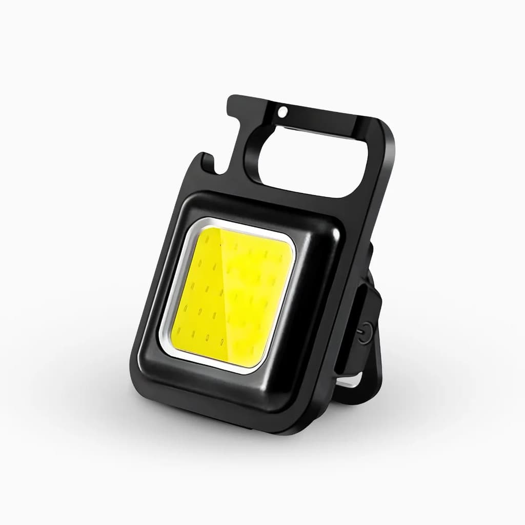 Lanterna Recarregável Chaveiro Multifunção LED COB com Abridor, Mini Luz Portátil USB para Camping e Emergência