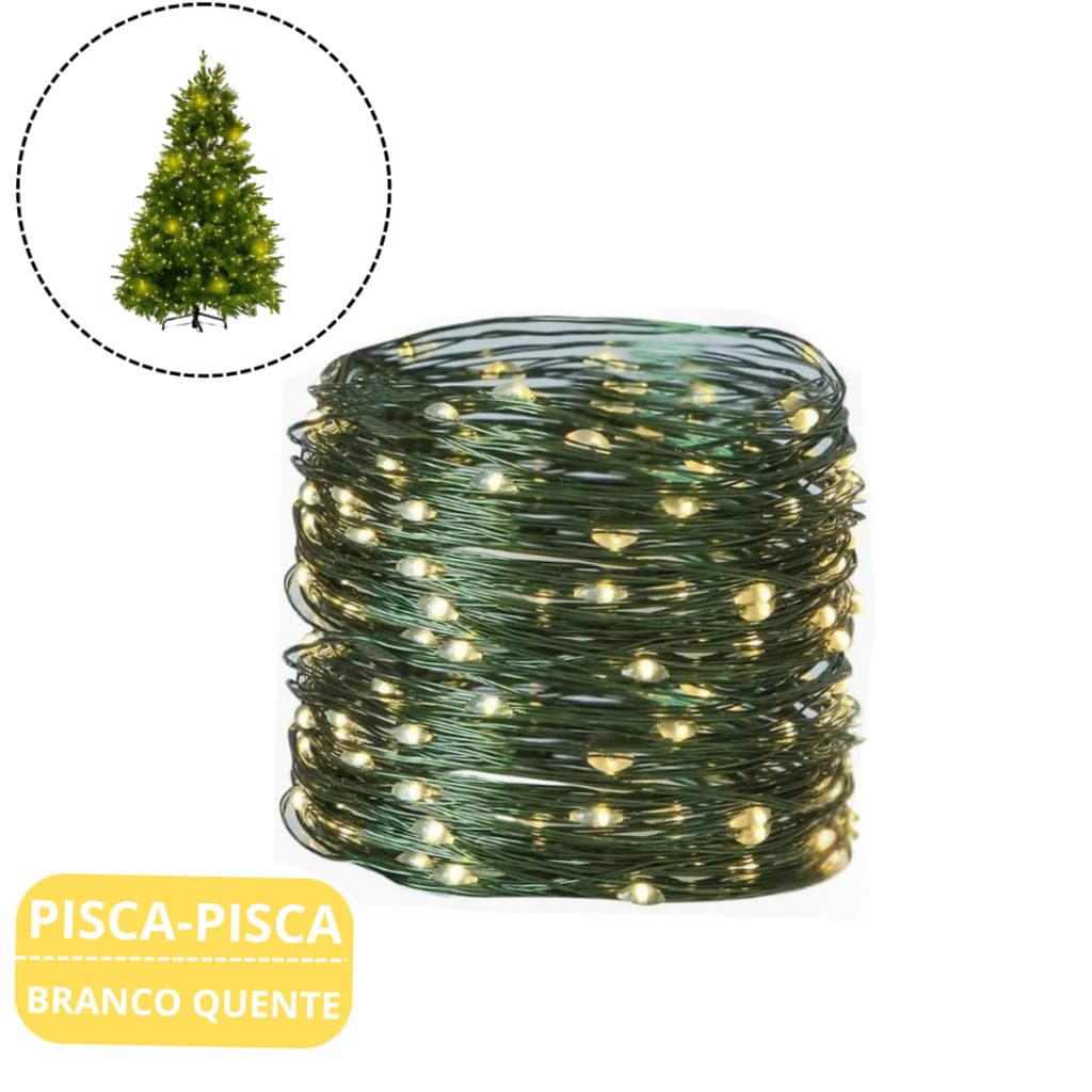 Pisca‑pisca de Natal 100 leds Branco Quente 10M  - 110V