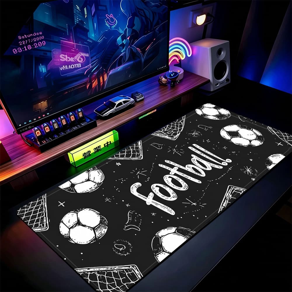 Tapete De Rato Com Padrão De Futebol 80x30cm Mesa De Jogos Estendido Base De Borracha Antiderrapante