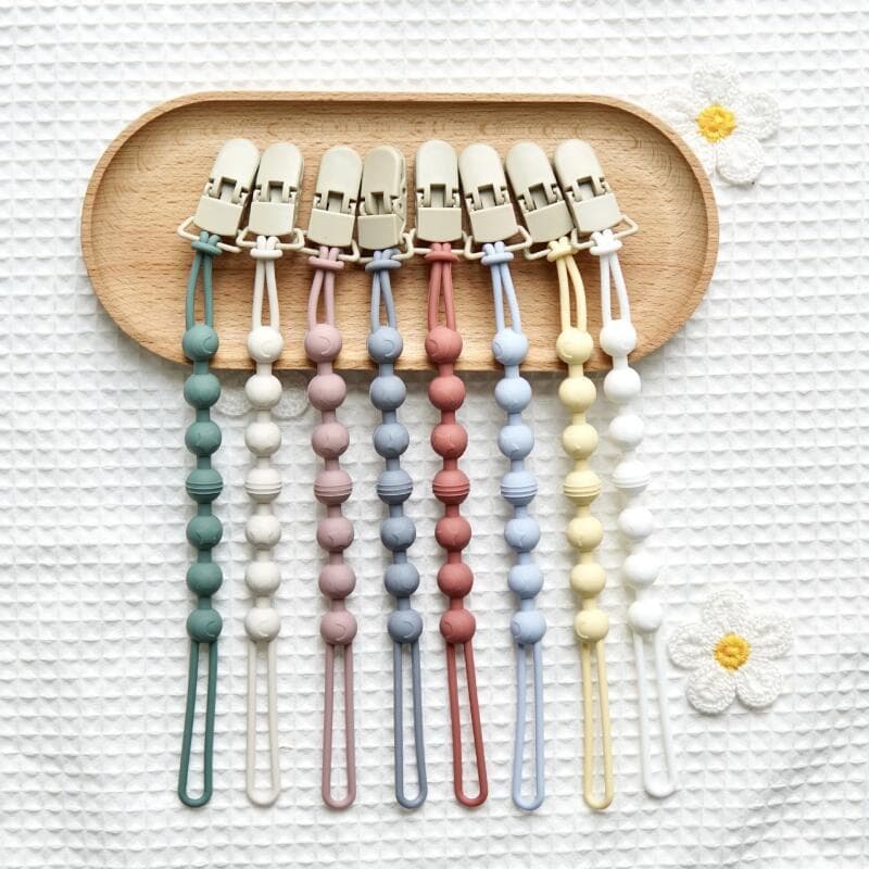 Nova Cor Sólida Corrente De Silicone Bebê Chupeta Dentes Moagem Vara Brinquedo Anti Perda Corda
