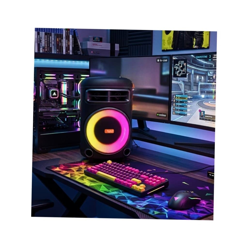 Caixa de Som Bluetooth 120W com LED, Entradas P2 e P10: potência, estilo e diversão para animar qualquer ambiente!