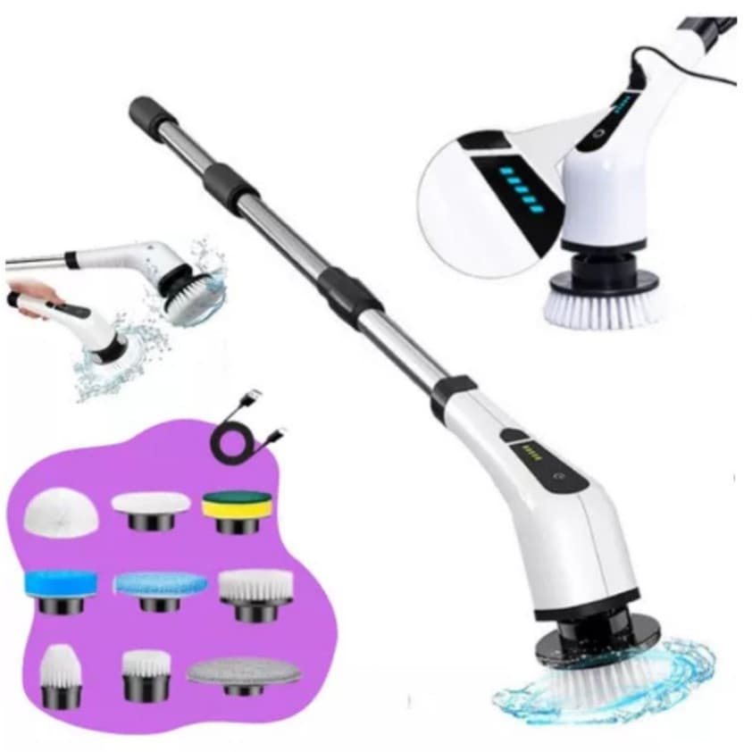 (9 em 1) Escova de Limpeza Elétrica Rotativa Esfregão Multiuso Cabo Extensível Bivolt
