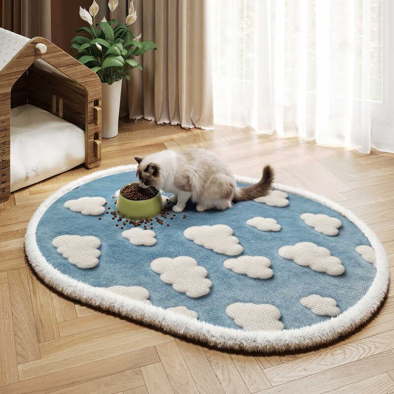 Tapete de alimentação para animais de estimação, tapete de pelúcia para cães e gatos, Sally Ma, sola de borracha, gaiola