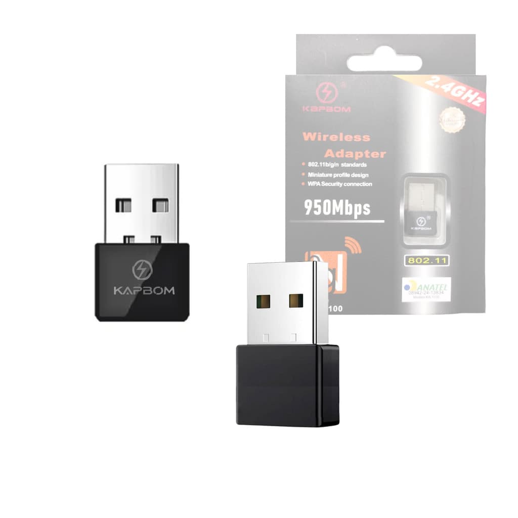 Adaptador USB Receptor Wireless para Rede WiFi Sem Fio PC Notebook Kapbom KA-1100