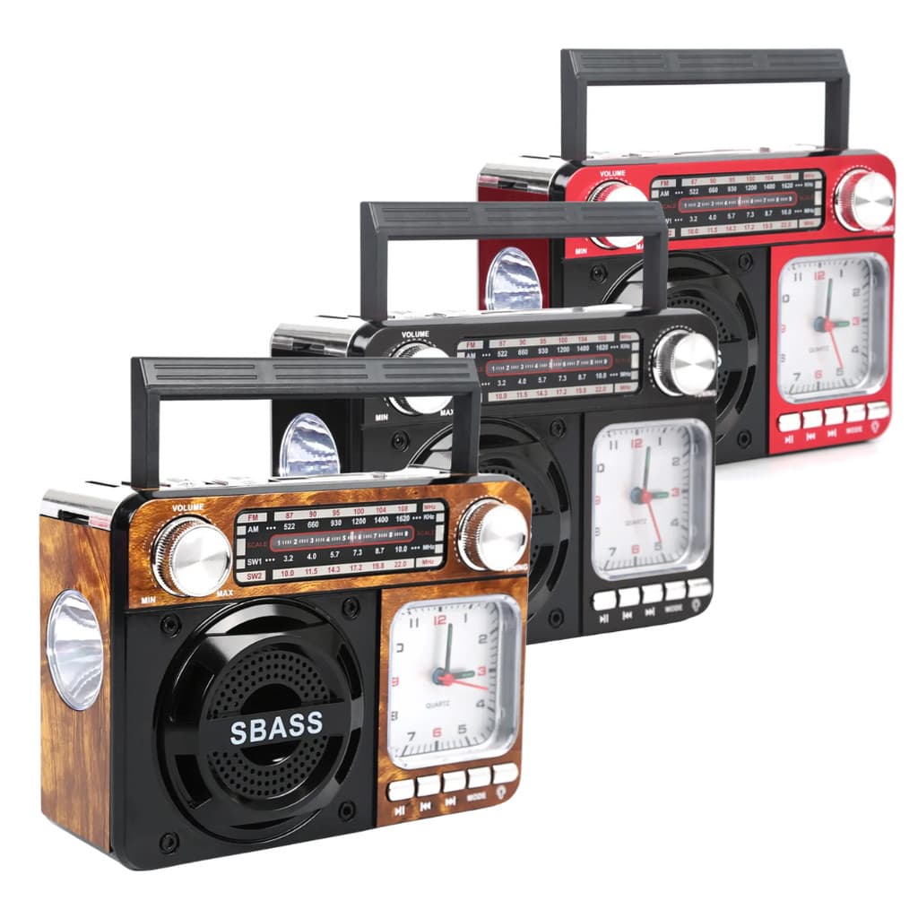 Radio Retrô Portátil Bluetooth com Relógio Analógico Kapbom KA-136