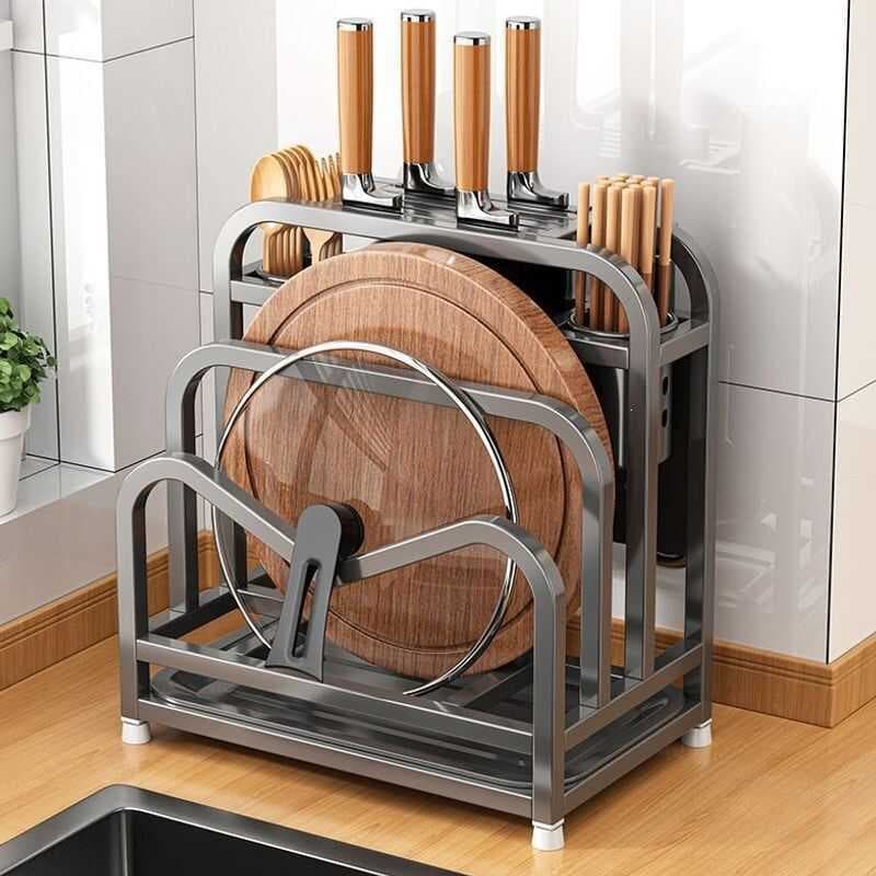 304 aço inoxidável faca de cozinha rack prateleira placa corte faca multifuncional pauzinho gaiola rack armazenamento in