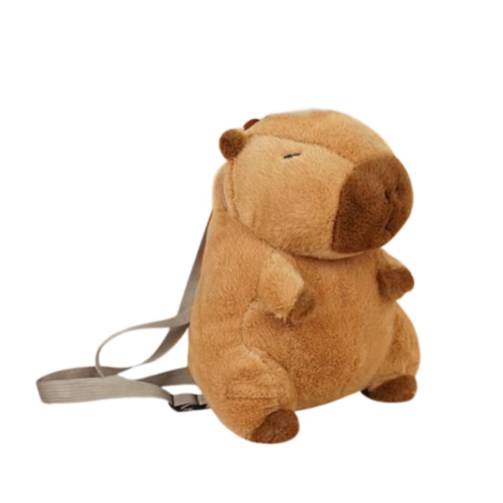 MOCHILA DE PELÚCIA PEQUENA- Estilo Capivara com Zíper