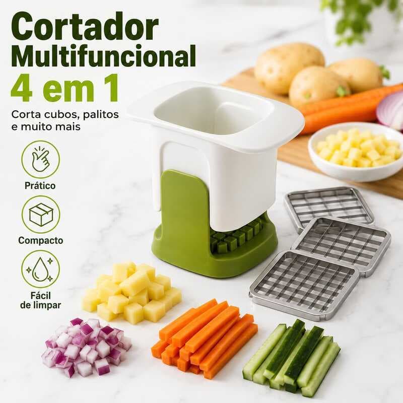 Cortador e Fatiador de Legumes Multiuso Utensílio Prático para Cozinha Doméstica Preparo de Alimentos Diário