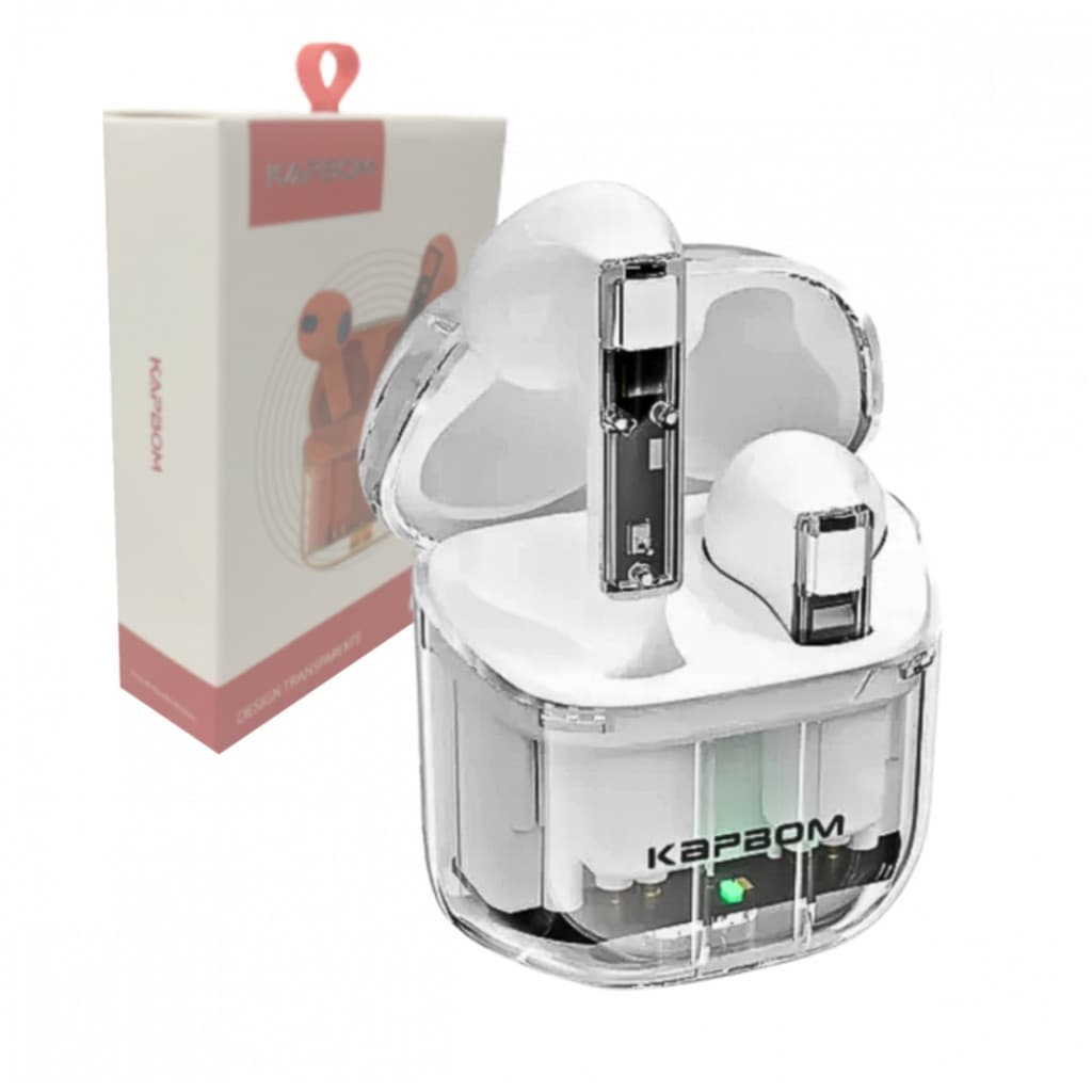 Fone Bluetooth Transparente TWS V5.3 Sem Fio Case Carregador Touch Microfone Android iPhone