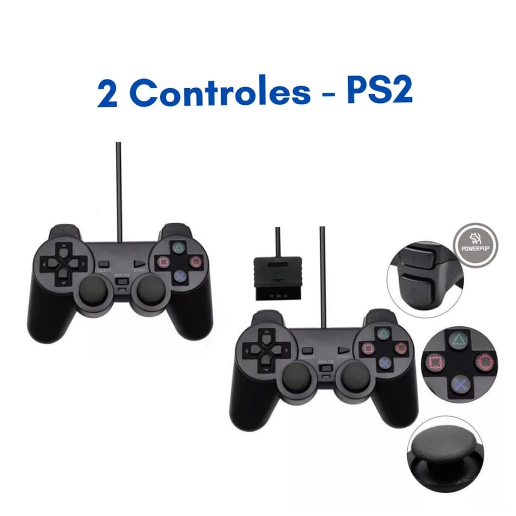 Controle PS2 com Fio 2 Unidades Joystick PlayStation 2 Analógico Dual Shock Confortável