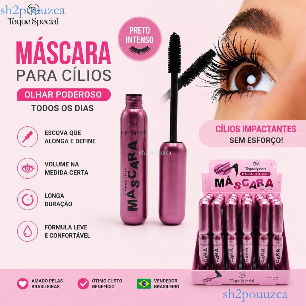 Máscara de Cílios Rímel Preto, Volume e Curvatura Para Cílios Mais Longos ✨cr8n000
