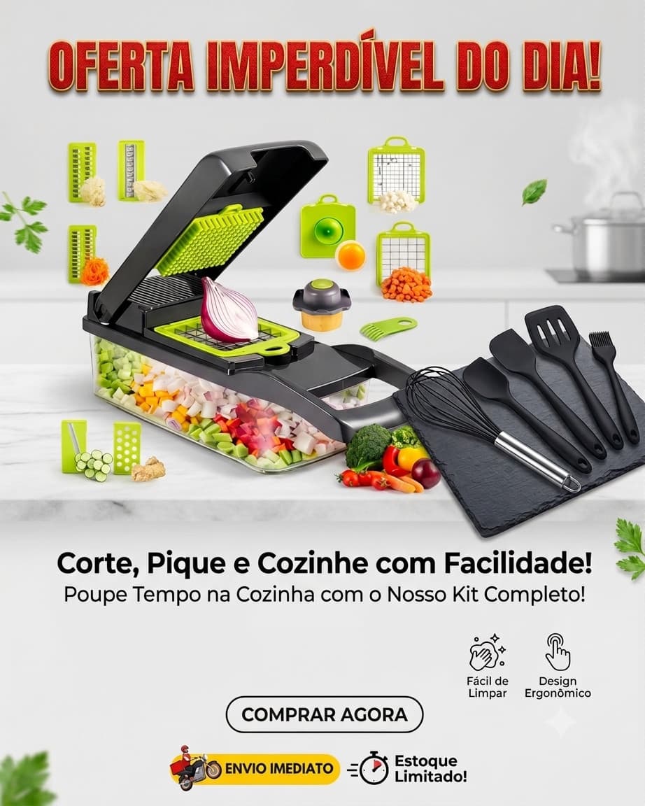 Cortador de Legumes Multifunciona + Jogo utensilios 5 pçs
