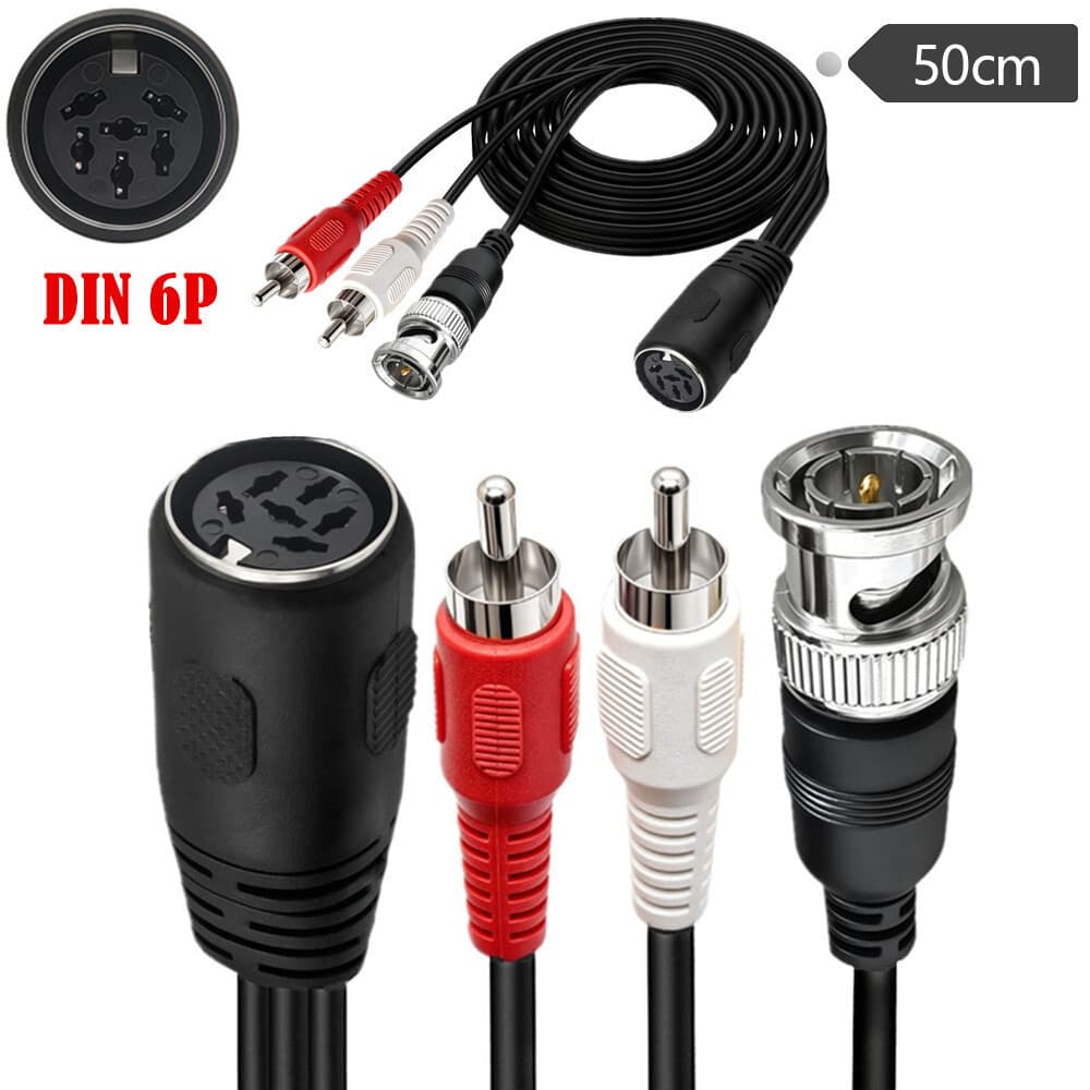 Grande DIN6P fêmea para vermelho branco RCA Lotus BNC macho cabo adaptador de áudio amplificador de potência europeu cab