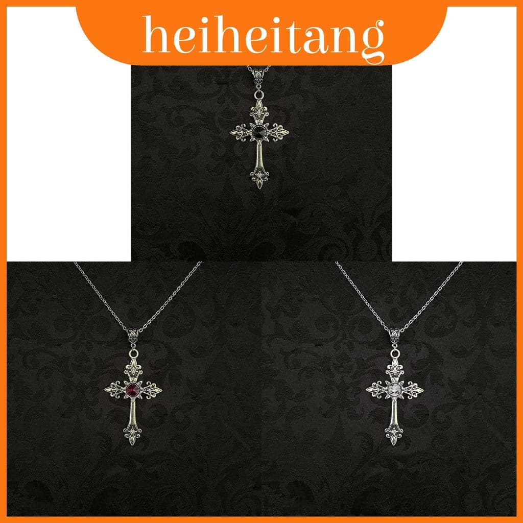 Colar De Cruz De Moda Escura Gótica Com Pingente De Liga De Zinco E Corrente De 41 Cm Para Mulheres Homens