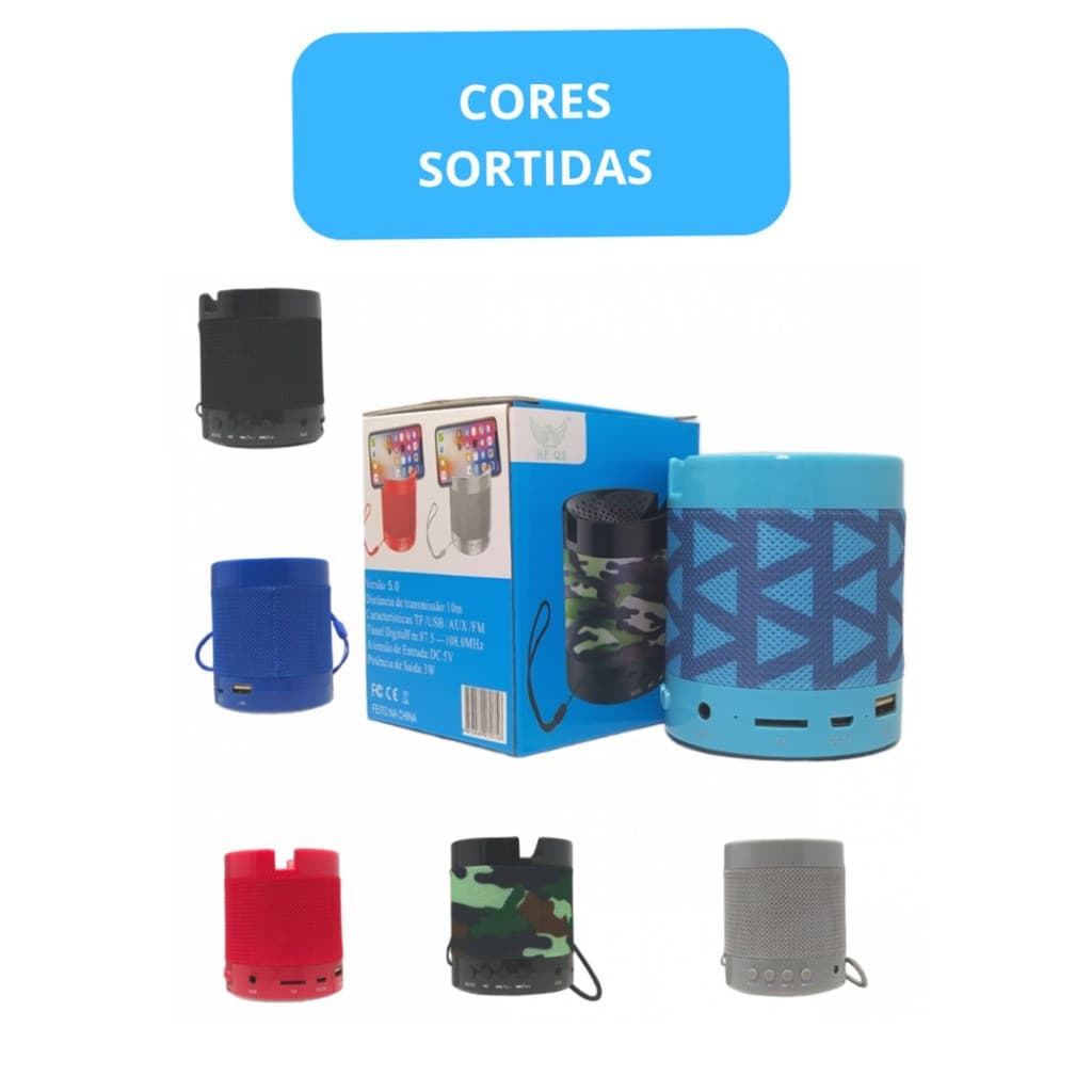 Caixa Caixinha De Som Portátil Bluetooth Mp3 Usb Cartão Sd - ( Cores Sortidas)