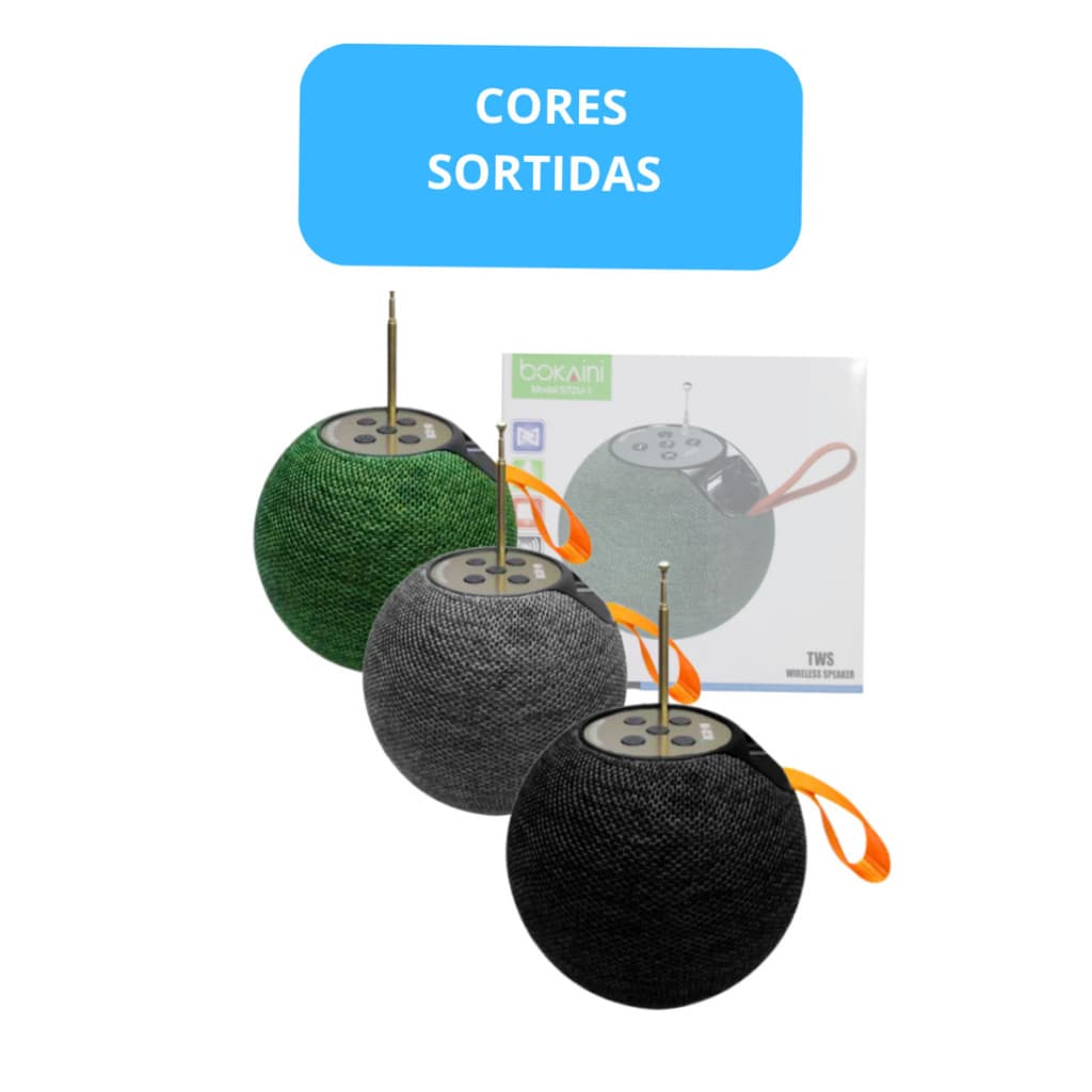Caixa De Som Bluetooth 5W TWS Com Antena FM Entrada USB SD (Cores Sortidas)