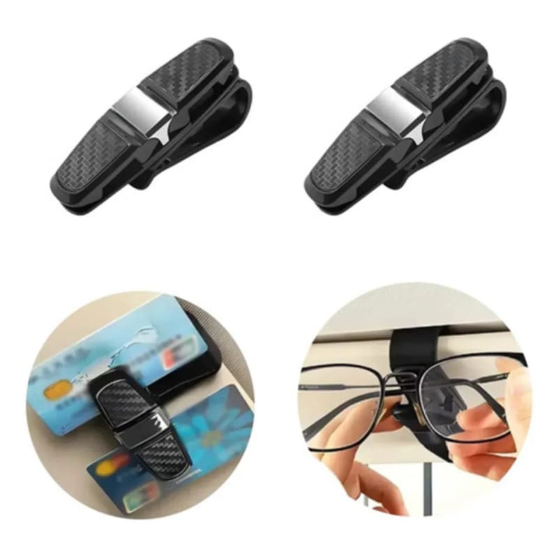 Kit 2 Porta Óculos Para Carro Suporte Quebra Sol Veicular