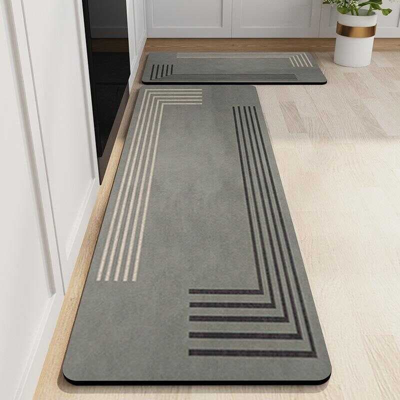 Tapete de cozinha com tira longa, absorvente de água, óleo, absorvente, tapete antiderrapante para pés, à prova de óleo,