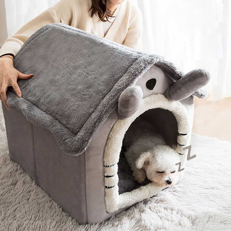 Canil tipo casa quatro estações Universal pequeno cão Teddy Pomeranian removível lavável casa de cachorro gato maca cama