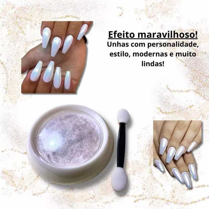 Pó Cromado Perolado Encapsulado para Unhas Efeito Furta Cor
