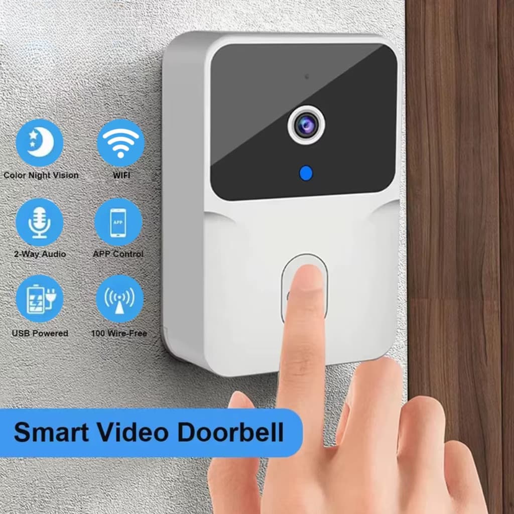 Campainha Inteligente Wi-fi Com Camera Vídeo Hd Visão Noturna Mini Doorbell T&Z X9