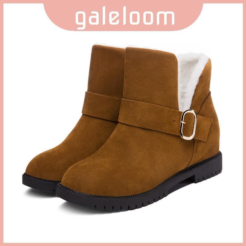 Botas Femininas Quentes Elegantes De Salto Baixo Neve Martin Flap Apelo Atemporal Com