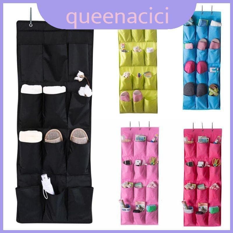 Grades Coloridas 12 Portas Atrás Da Suspensão Bolsa Guarda-Roupa Solução Doméstica Armazenamento De Parede