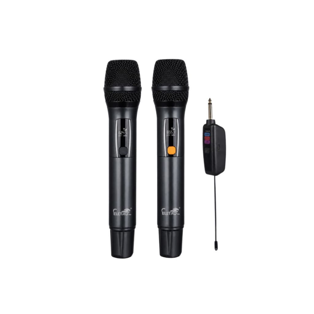 Kit 2 Microfones Sem Fio P10 Wireless Karaokê Pro