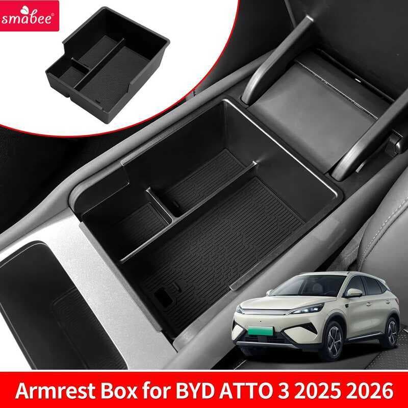 Smabee Para BYD ATTO3 EVO Versão 2025 2026 Centro Braço Caixa De Armazenamento Do Carro Acessórios Organizador Bandeja A